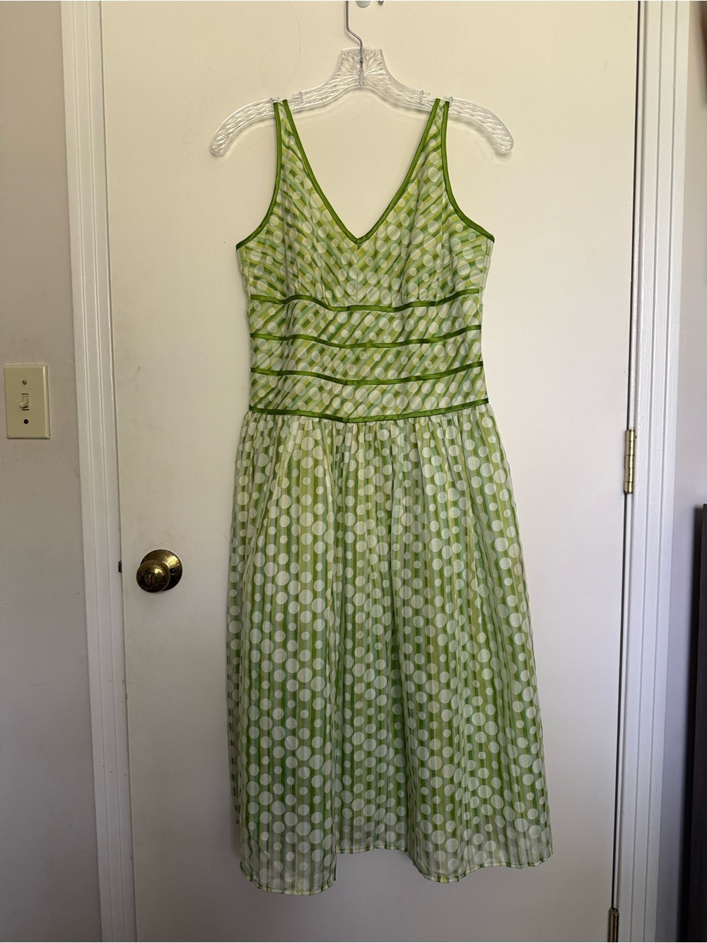 Robbie Bee Green Polka Dot V-Neck Sundress